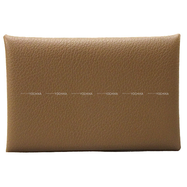 HERMES エルメス カードケース カルヴィ ベージュドワイマール エバー 