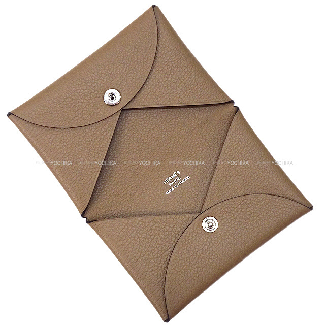 HERMES エルメス カードケース カルヴィ ベージュドワイマール エバー  