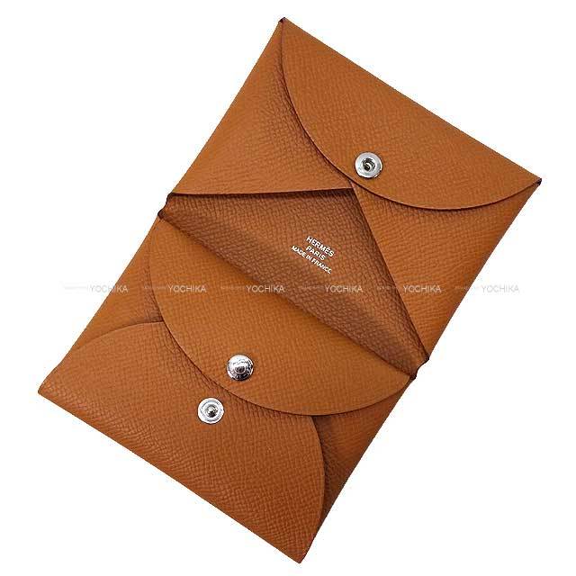 【中古】 HERMES エルメス  カルヴィ デュオ コンパクトカードホルダー シェーブル ジョンヌナプル SV金具 カードケース 黄色 レザー 小銭入れ付き Z刻 男女兼用 24002616 HO HERMES - 【中古】 HERMES エルメス カルヴィ デュオ コンパクトカード