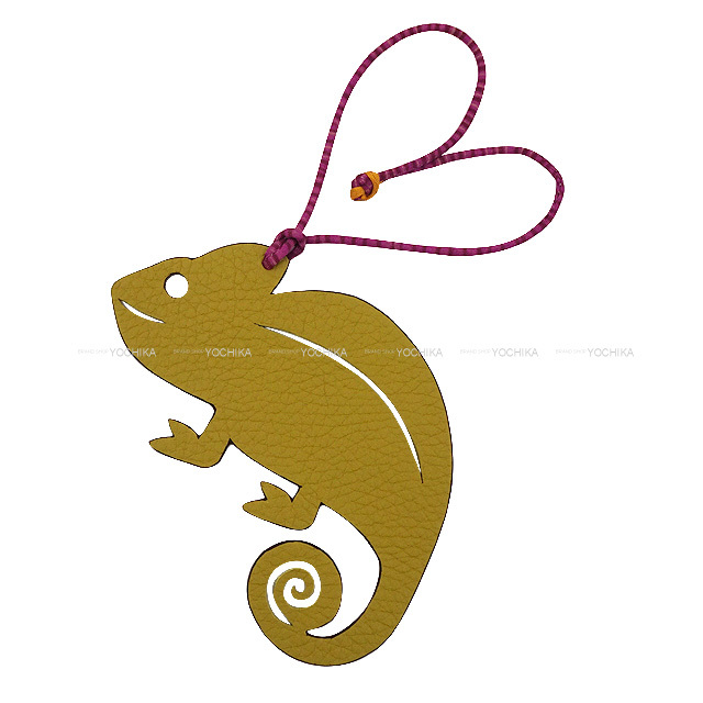 HERMES エルメス バッグチャーム プティアッシュ カメレオン カリー  