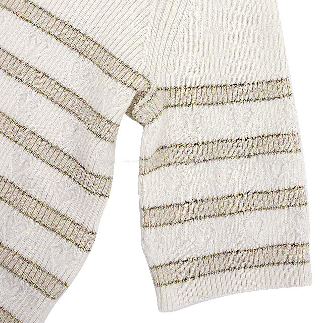 CHANEL シャネル ニット ココボタン付 ハート柄 ボーダー 半袖 #36  