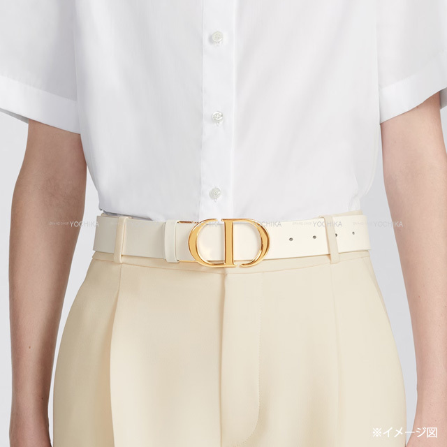 Dior ディオール ベルト リバーシブル モンテーニュ 30 #75 黒/白  