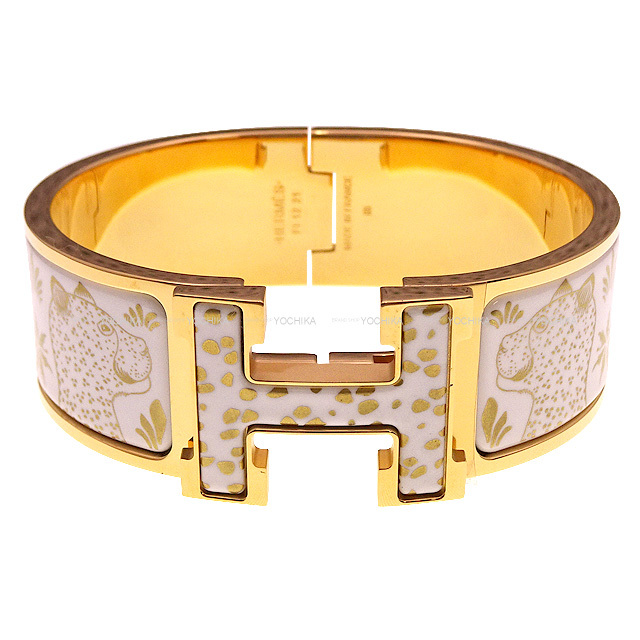 HERMES エルメス ブレスレット クリック クラック H PM レオパード 白  