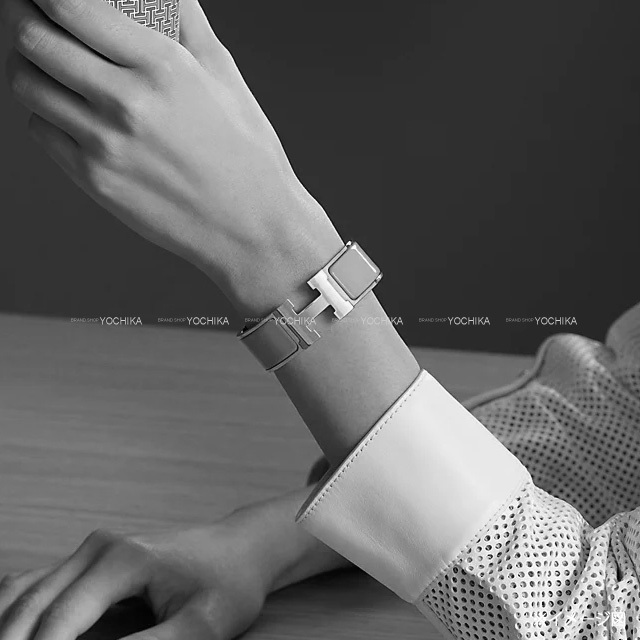 エルメス HERMES バングル クリッククラックPM シルバー/ホワイト  