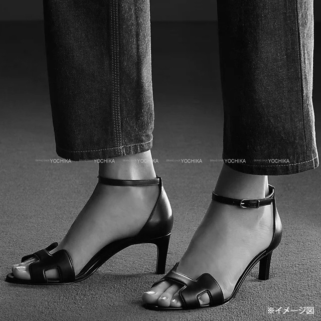 HERMES エルメス サンダル レディース Hモチーフ ストラップ付 ヒール 
