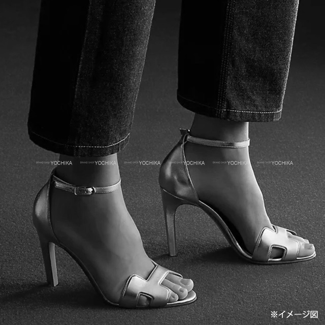 HERMES エルメス サンダル レディース Hモチーフ ストラップ付 ヒール 