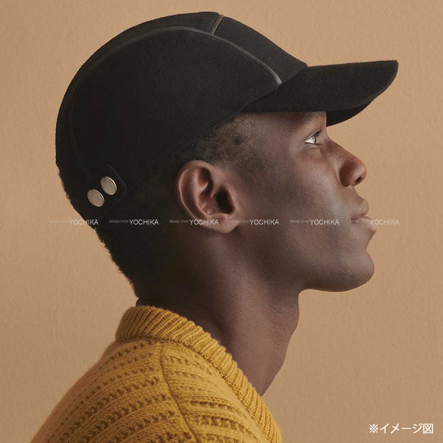 HERMES エルメス キャップ 帽子 ネバダ ライン #58 黒 (ブラック  