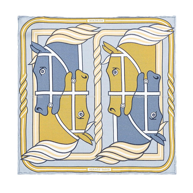 HERMES エルメス スカーフ カレ ナノ 20 カドリージュ ブルーシエル  