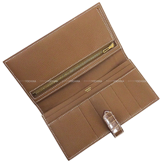 HERMES エルメス 長財布 ベアンスフレ フィセル クロコダイル 