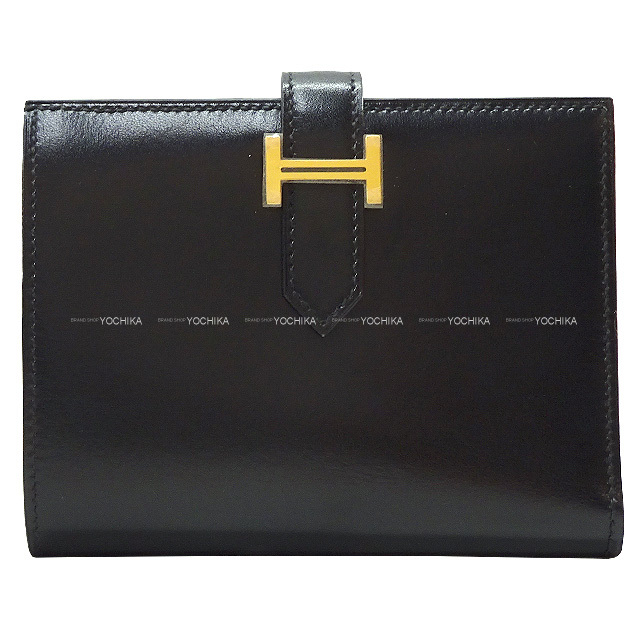 HERMES エルメス 二つ折り財布 ベアンコンパクト 黒 (ブラック 