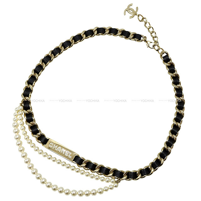 CHANEL シャネル ベルト ダブルパール ロゴ ラインストーンプレート  