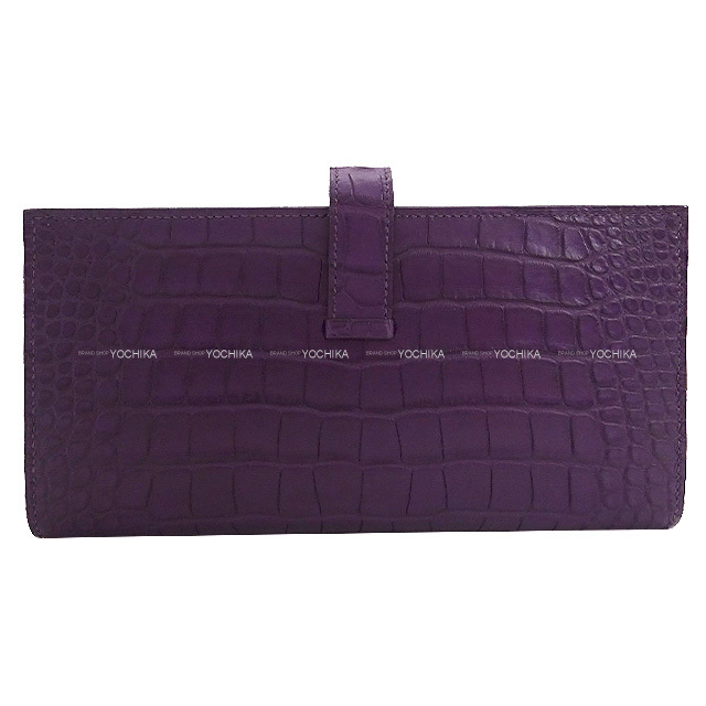 HERMES エルメス 長財布 ベアンスフレ カシス クロコダイル  