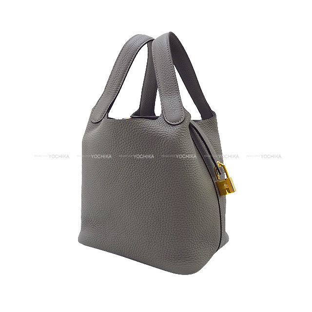 【新品同様 /Feu × Gold金具】HERMES ピコタンロック 18 PM エルメス ピコタンロック18 PM トリヨンクレマンス ビスキュイ