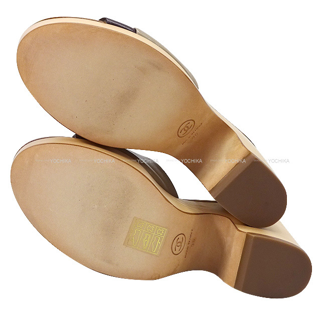 CHANEL シャネル ミュール ココマーク バイカラー ウェッジソール  