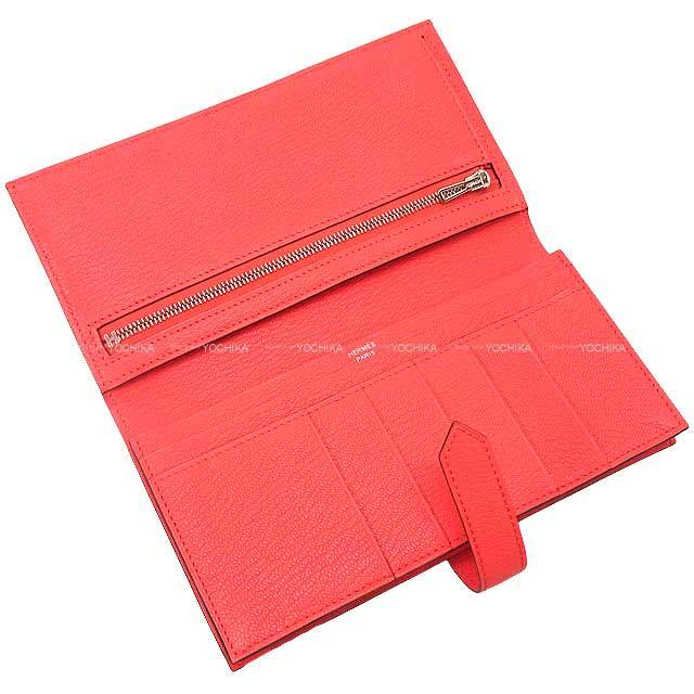 HERMES エルメス 長財布 ベアンスフレ ローズテキサス シェーブルミゾ  