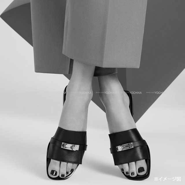 HERMES エルメス サンダル ジュリア #36 黒 (ブラック) カーフ  