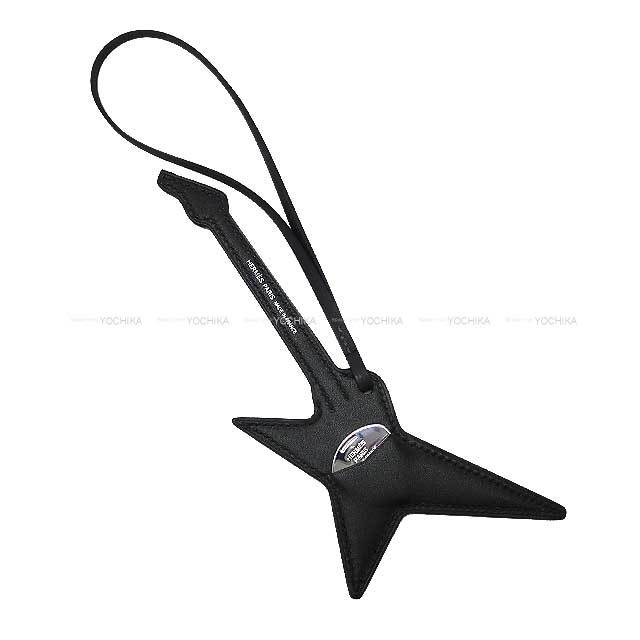 HERMES エルメス バッグチャーム ロック ピック付き ギター型 黒 