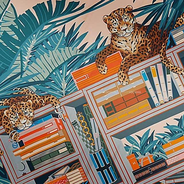 HERMES エルメス スカーフ カレ90 ダブルフェイス 12頭のレオパード  