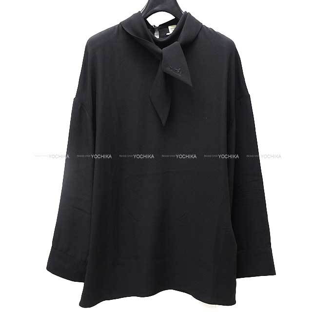 HERMES エルメス ブラウス レディース 長袖 アスコット ショールカラー  