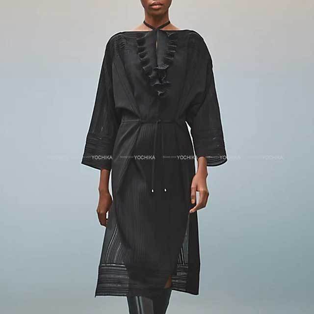 2022年 秋冬 HERMES エルメス ワンピース シルク シフォン ラッフル  