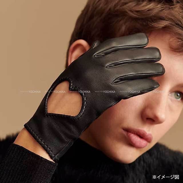 美品△HERMES エルメス ラムレザー セリエボタン パンチング  