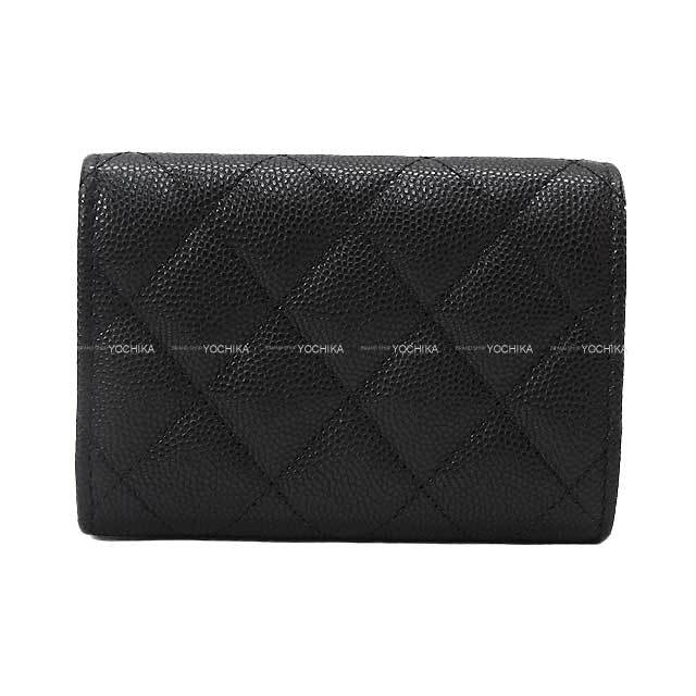 2023年秋冬 CHANEL シャネル 三つ折り財布 ココマーク マトラッセ 黒  