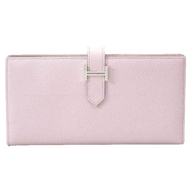 HERMÈS エルメス ベアンスフレ レザー B刻印 箱 ピンク 財布 シルバー