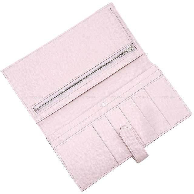 HERMÈS エルメス ベアンスフレ レザー B刻印 箱 ピンク 財布 シルバー