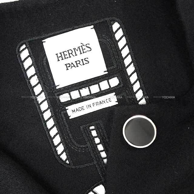 HERMES エルメス ベスト レディース ロングジレ 刺しゅう入り 黒