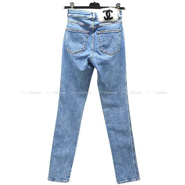 CHANEL シャネル デニムパンツ ジーンズ ストレッチ ココマーク ボア 