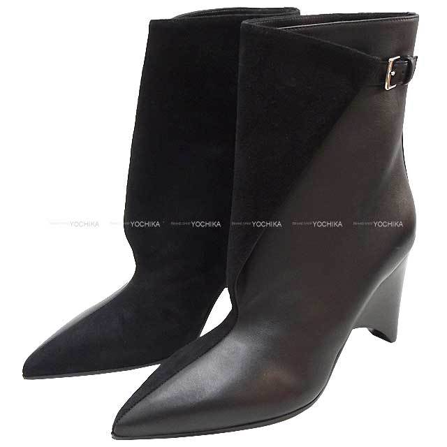 HERMES エルメス ブーツ ショートブーツ ハナエ 85 #38 黒 (ブラック