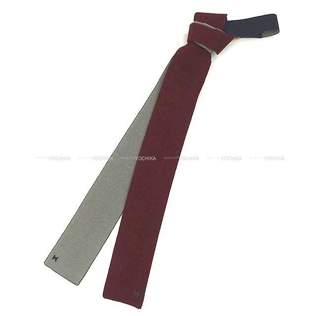 名作】エルメス HERMES リバーシブルニットタイ キャトルタン HERMES  