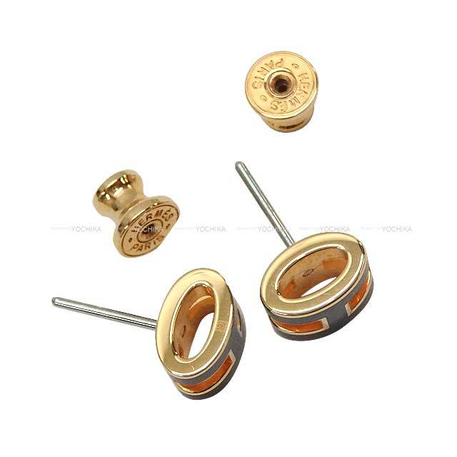 HERMES エルメス ピアス ミニ ポップH 黒 (ブラック) ローズゴールド  