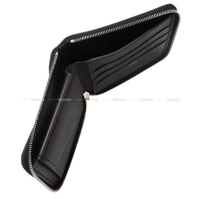 HERMES エルメス 二つ折り財布 ジップアンゴー シェーヌダンクル 黒 