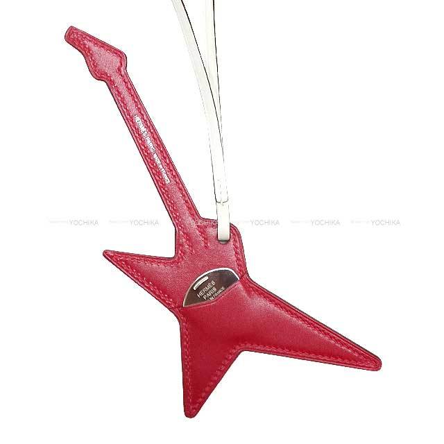 HERMES エルメス バッグチャーム ロック ピック付き ギター型 ルージュ  