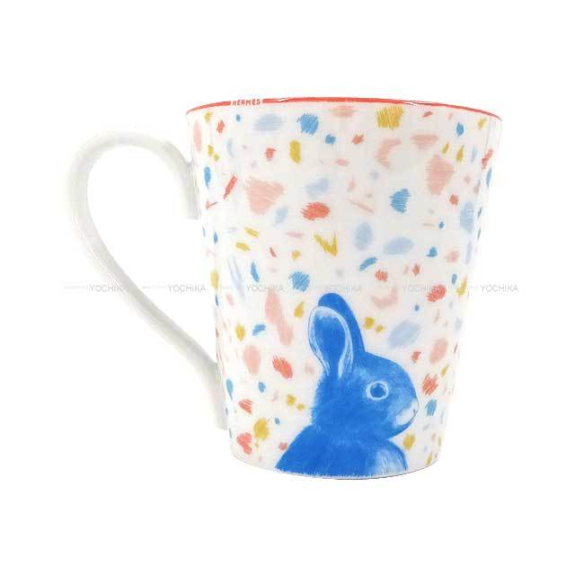HERMES エルメス マグカップ パスパス ヒョウ＆ウサギ 240ml 白 