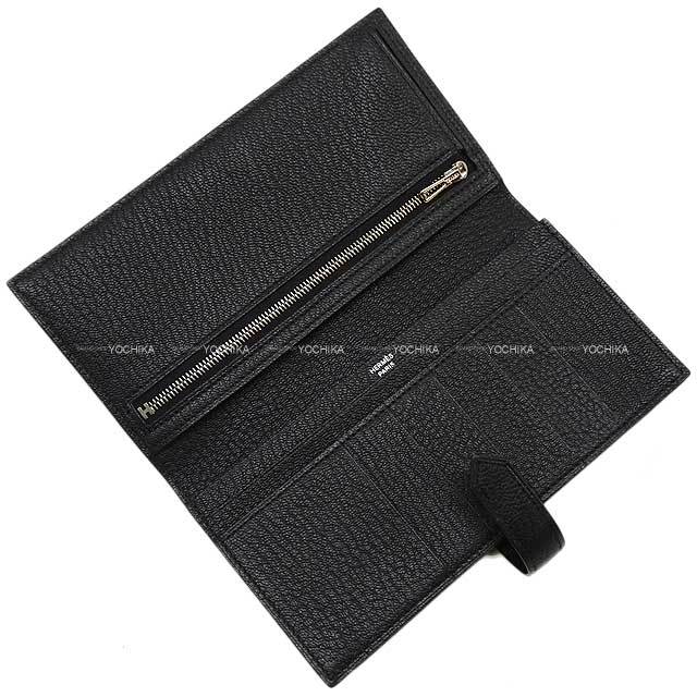 HERMES エルメス 長財布 ベアンスフレ 黒 (ブラック) シェーブル