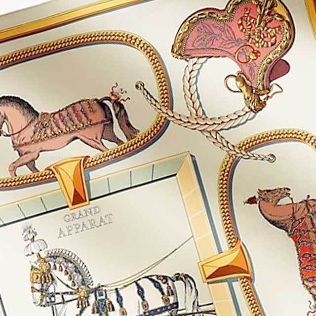 2023年 HERMES エルメス スカーフ カレ90 グラン アパラ クリーム  