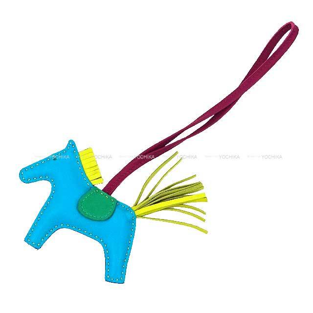 HERMES エルメス バッグチャーム ロデオ ロデオ PM レインボー ブルー  