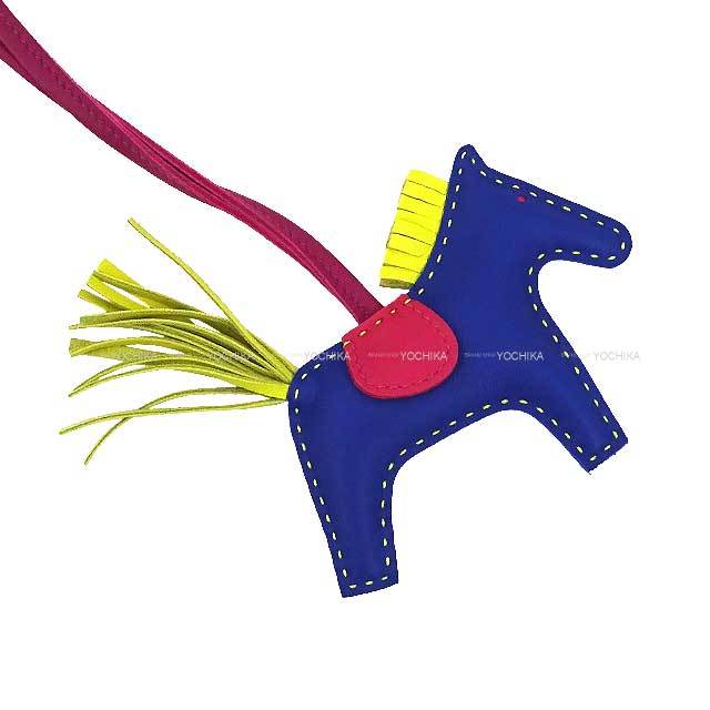 HERMES エルメス バッグチャーム ロデオ ロデオ PM レインボー ブルー  