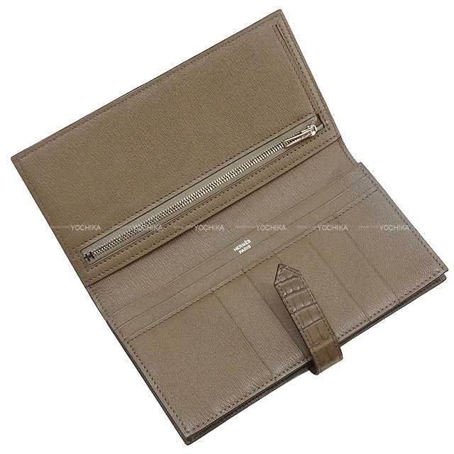 HERMES エルメス 長財布 ベアンスフレ オリガン クロコダイル