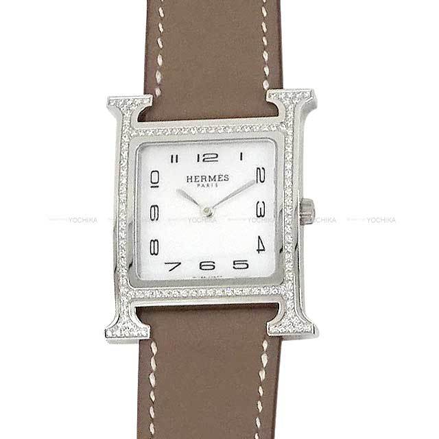 エルメスHウォッチ 時計 エトゥープ×シルバー hwatch かきむしり