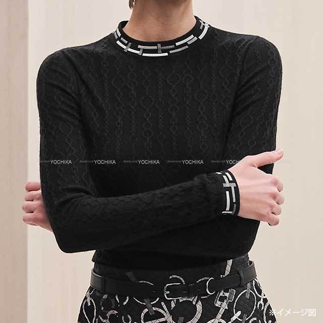 美品　Hermes カシミアニット ロングスリーブ ブラック 36 HERMES - 美品 Hermes カシミアニット ロングスリーブ ブラック