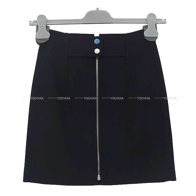 HERMES エルメス スカート ミニスカート フロントジップ #34 黒  
