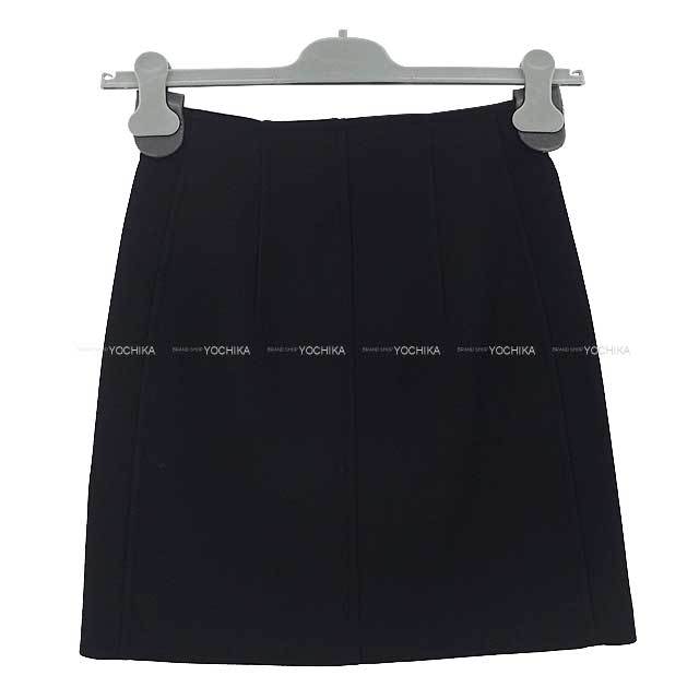 HERMES エルメス スカート ミニスカート フロントジップ #34 黒