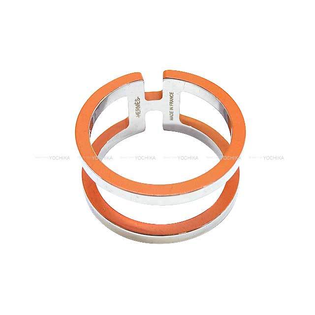 HERMES エルメス スカーフリング 90 H アン ロン オレンジ シルバー  