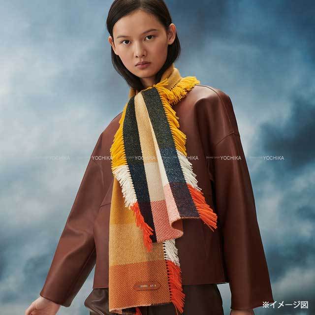 HERMES エルメス マフラー フリンジ パラード ジョーヌソレイユ