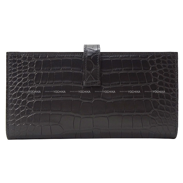 HERMES エルメス 長財布 ベアンスフレ 黒 (ブラック) クロコダイル  
