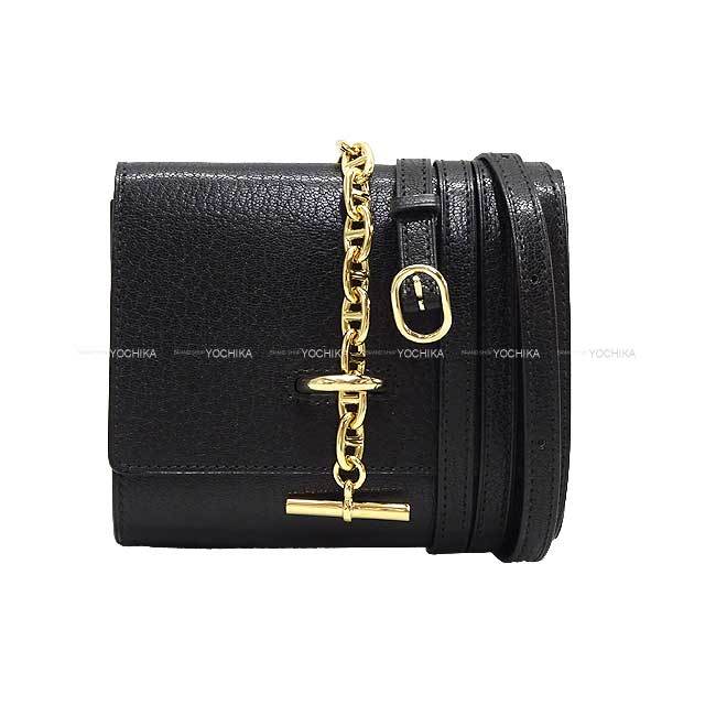 HERMES エルメス 二つ折り財布 シェーヌダンクル コンパクト 黒 