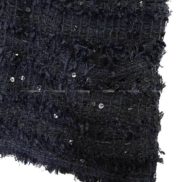 CHANEL シャネル ノーカラー ツイードジャケット スパンコール